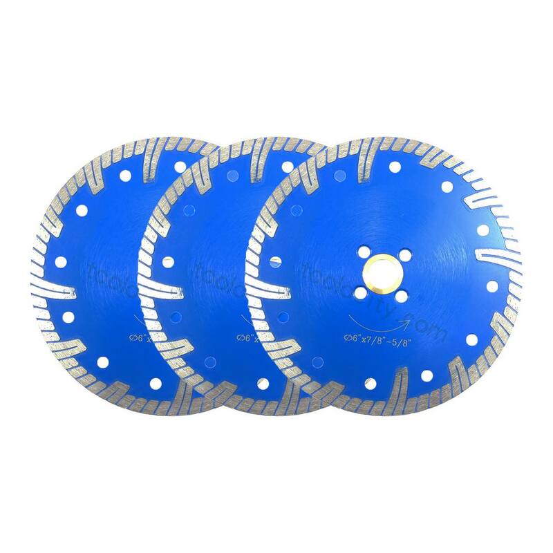 Cuchilla de diamante turbo de borde continuo para cortar granito/concreto de 6 pulgadas de calidad profesional (paquete de 3) - TBBlue0060-3