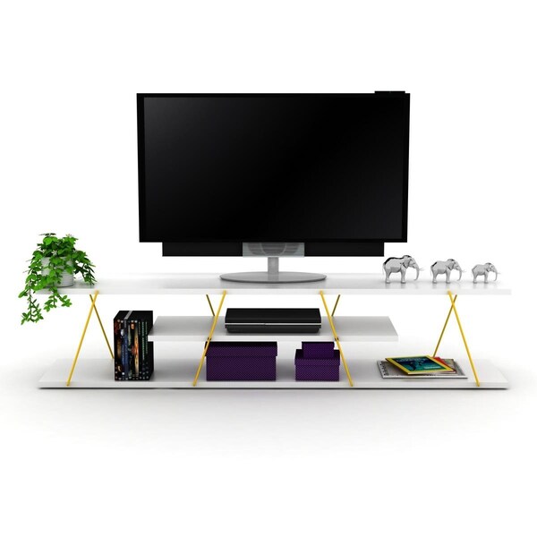 Homedora Tars TV Unit White & Yellow - HD-TAR-TV-RF160104