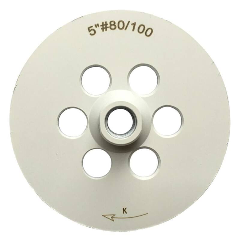 Rueda de molienda de hoja de diamante con borde Turbo de 5 in. para granito o concreto, 80/100 de grano, grano medio/fino, 5/8 de pulgada 11 arborio - GWP050FA5_THD