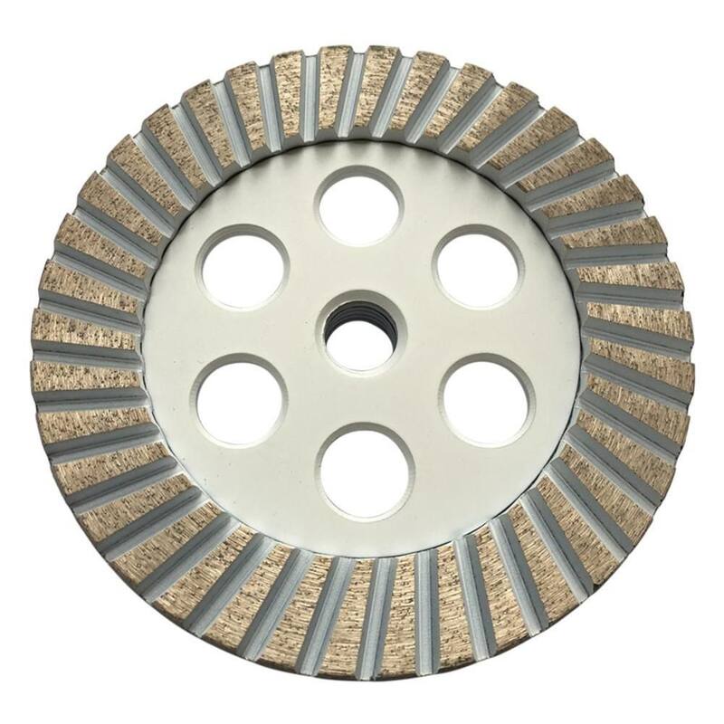 Rueda de molienda de hoja de diamante con borde Turbo de 5 in. para granito o concreto, 80/100 de grano, grano medio/fino, 5/8 de pulgada 11 arborio - GWP050FA5_THD