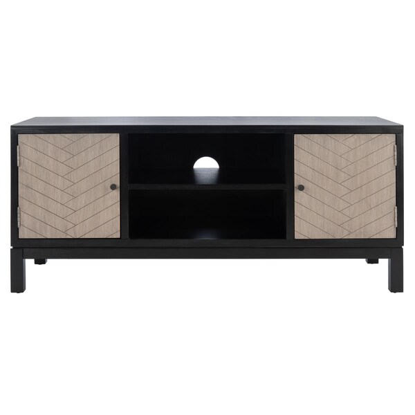 Safavieh Ajana 2 Door 1 Shelf Media Stand, Black & Greige - MED5703B