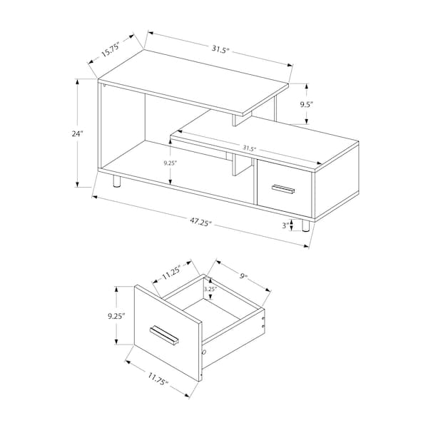 Monarch Specialties Tv Stand, 48 Inch, Console, Storage Drawer, Living Room, Bedroom, Laminate, White Marble Look - I 2609