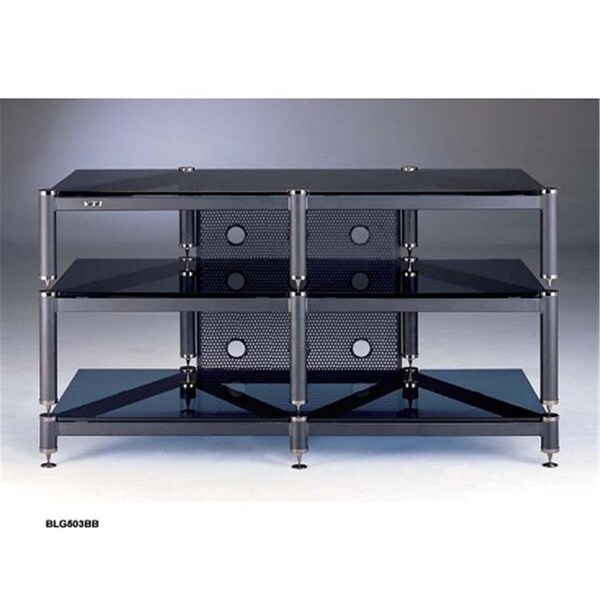 Vti Mfg 5 Black Capspike Black Poles3 Black Glass Shelves Stand - VT599030