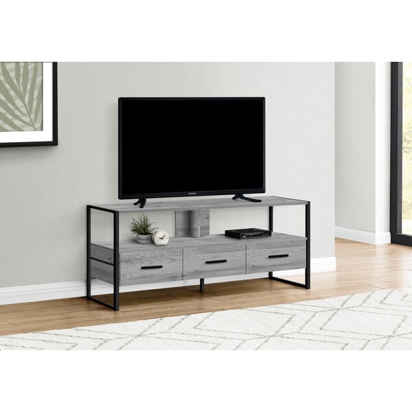 Monarch Specialties Tv Stand, 48 Inch, Console, Storage Drawers, Living Room, Bedroom, Laminate, Grey - I 2617