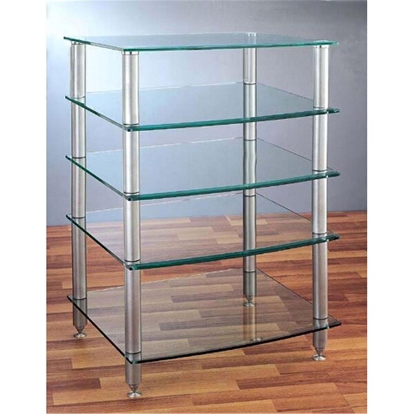 Spark 4 Silver Poles 5 Glass Shelves AV Stand - SP2681021