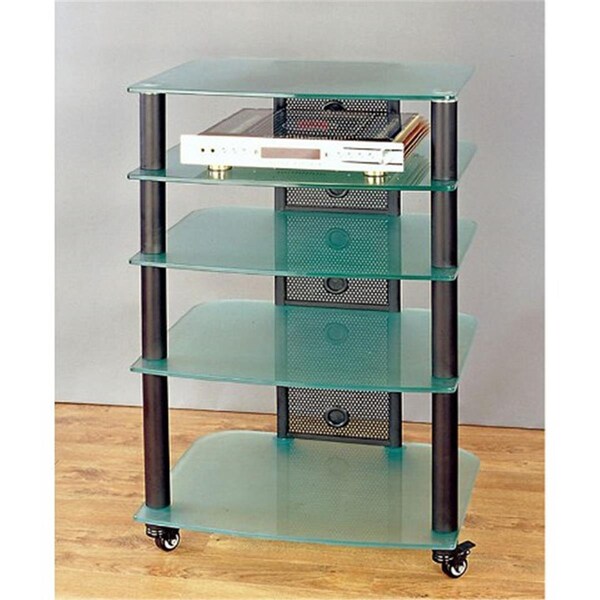 Spark Black Poles 5 Frosted Glass Shelves AV Stand - SP2681076