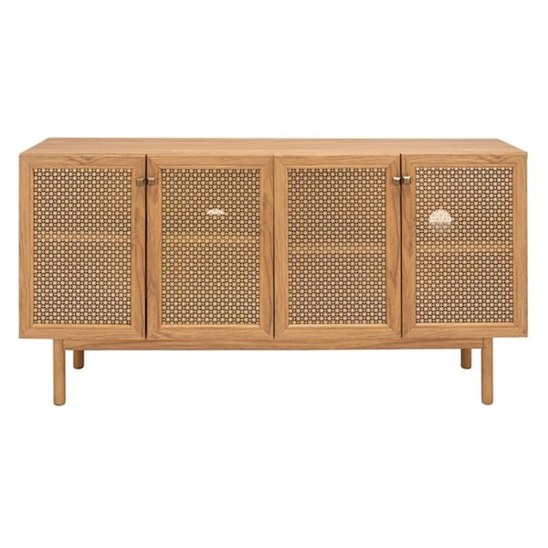 Safavieh Piran 4 Door 2 Shelf Media Stand, Walnut & Gold - MED9611D-2BX