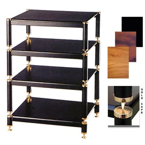 Vti Mfg 4 Gold Capspike Black Poles 4 Cherry Shelves 13- 9- 7 In. Stand - BL404GC-13