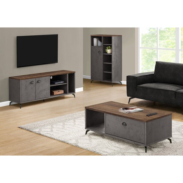 Monarch Specialties Tv Stand, 60 Inch, Console, Storage Cabinet, Living Room, Bedroom, Laminate, Grey - I 2831