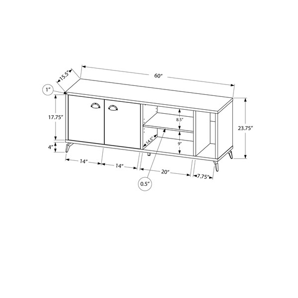 Monarch Specialties Tv Stand, 60 Inch, Console, Storage Cabinet, Living Room, Bedroom, Laminate, Grey - I 2831