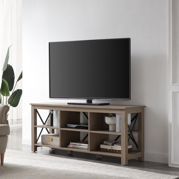 Hudson & Canal 65 in. Sawyer Rectangular TV Stand Antiqued Gray Oak - TV1401