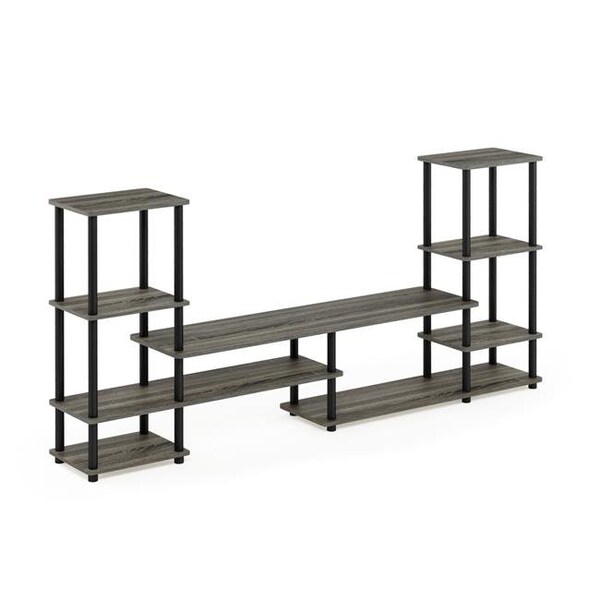 Furinno Furinno 14146GYW-BK Turn-N-Tube Grand Entertainment Center; French Oak Grey & Black - 14146GYW/BK