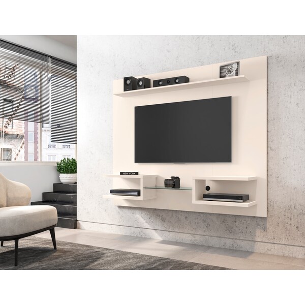 Manhattan Comfort Plaza 64.25 Floating Entertainment Center, Off White - 224BMC1