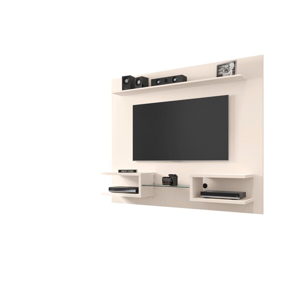 Manhattan Comfort Plaza 64.25 Floating Entertainment Center, Off White - 224BMC1