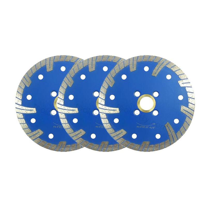 Disco de Diamante Turbina de 4.5 pulgadas de Borde Continuo para Cortar Granito, Concreto y Ladrillo para Uso en Seco/Húmedo (Paquete de 3 piezas) - TBBlue45C-3