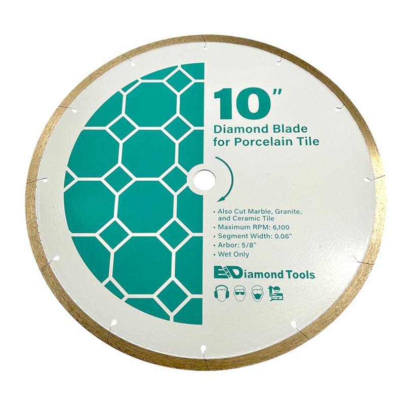 EDiamondTools 10 in. Azulejo de cerámica y piedra, continuo aro, 10 mm de altura de segmento, cuchilla de sierra de diamante, solo para uso en húmedo, 5/8 in. Arbor - TR10_THD