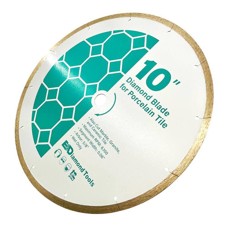 EDiamondTools 10 in. Azulejo de cerámica y piedra, continuo aro, 10 mm de altura de segmento, cuchilla de sierra de diamante, solo para uso en húmedo, 5/8 in. Arbor - TR10_THD