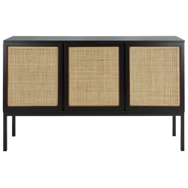 Safavieh Zadie 2 Shelf Rattan Sideboard, Black - MED5010D