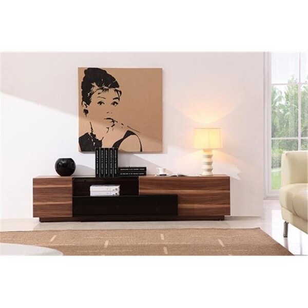 J&M Furniture J & M Furniture 17758 TV Stand 015 in Walnut & Black High Gloss - 17758