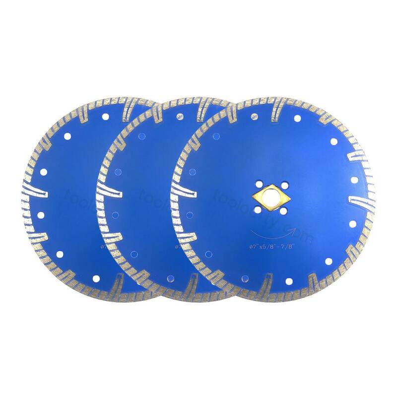 Hoja de diamante turbo de borde continuo de 7 pulgadas para granito/concreto para uso en seco/húmedo (paquete de 3 piezas) - TBBlue0070-3