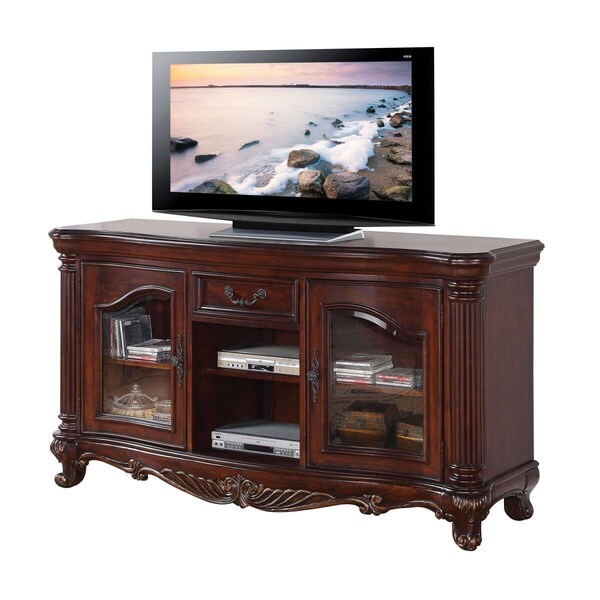 Magneticismmagnetismo 20 x 65 x 34 in. Brown Cherry Wood Glass TV Stand - MA3086755