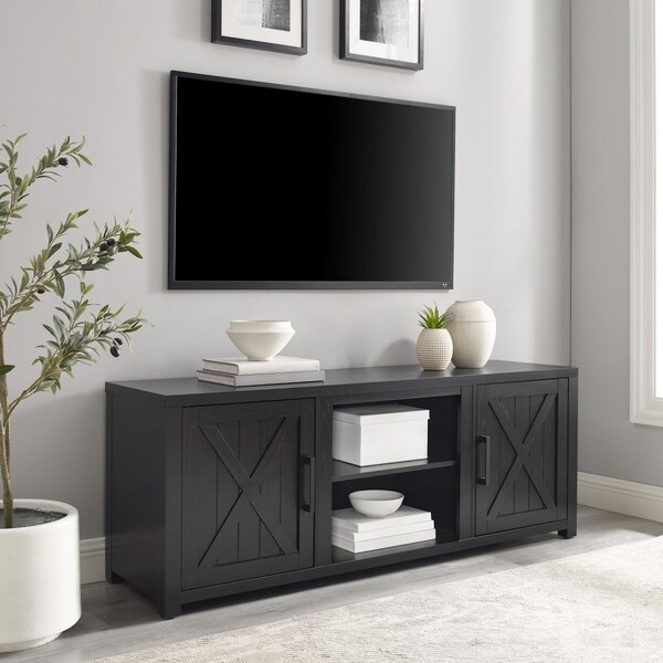 Modern Marketing Concepts 58 in. Gordon Low Profile TV Stand, Black - CF101358-BK