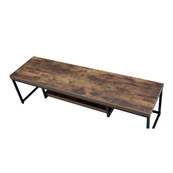 Acme Rectangular Wooden TV Stand with Shelf in Weathered Oak and Black - ER-045WOB