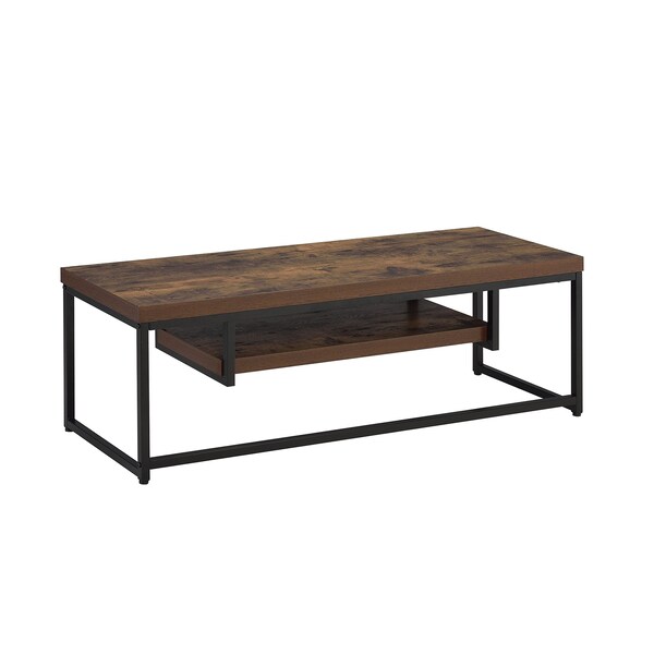 Acme Rectangular Wooden TV Stand with Shelf in Weathered Oak and Black - ER-045WOB