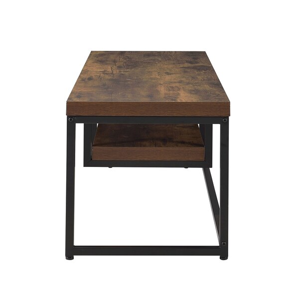 Acme Rectangular Wooden TV Stand with Shelf in Weathered Oak and Black - ER-045WOB