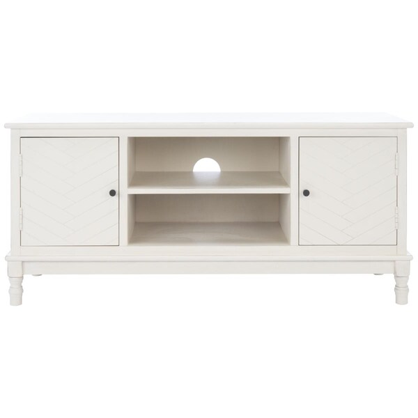 Safavieh Magnolia 2 Door 2 Shelf TV Stand, Distressed White - MED5702A
