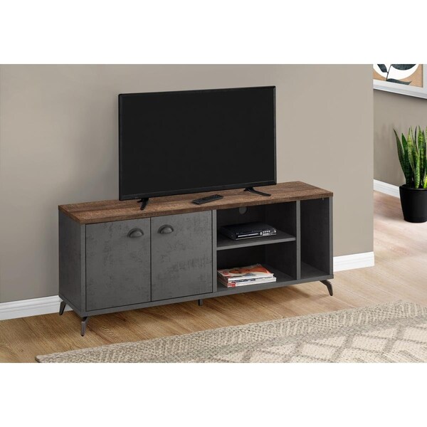 Daphnes Dinnette 60 in. TV Stand Grey Concrete & Medium Brown Reclaimed - DA2451389