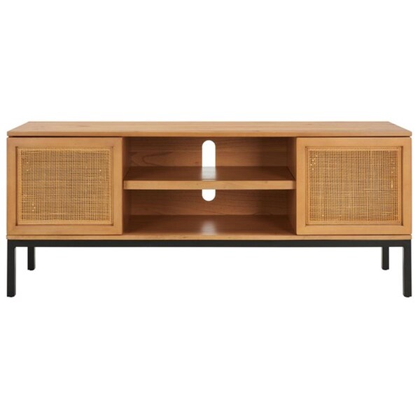 Safavieh Zadie 2 Shelf Rattan Media Stand, Natural & Black - MED5009C