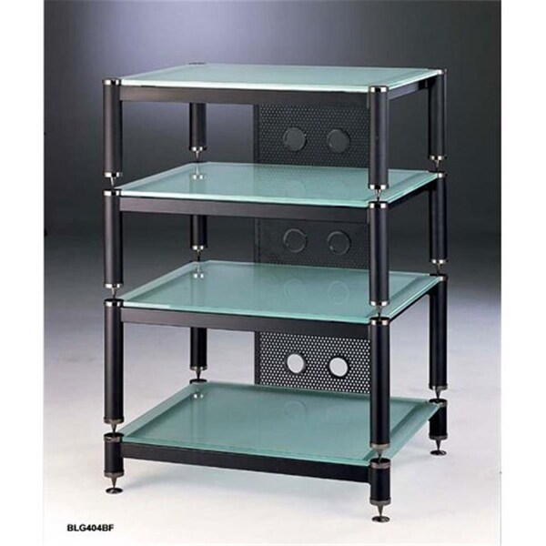 Spark 4 Black Capspike Black Poles 4 Frosted Glass Shelves AV Stand - SP4149774