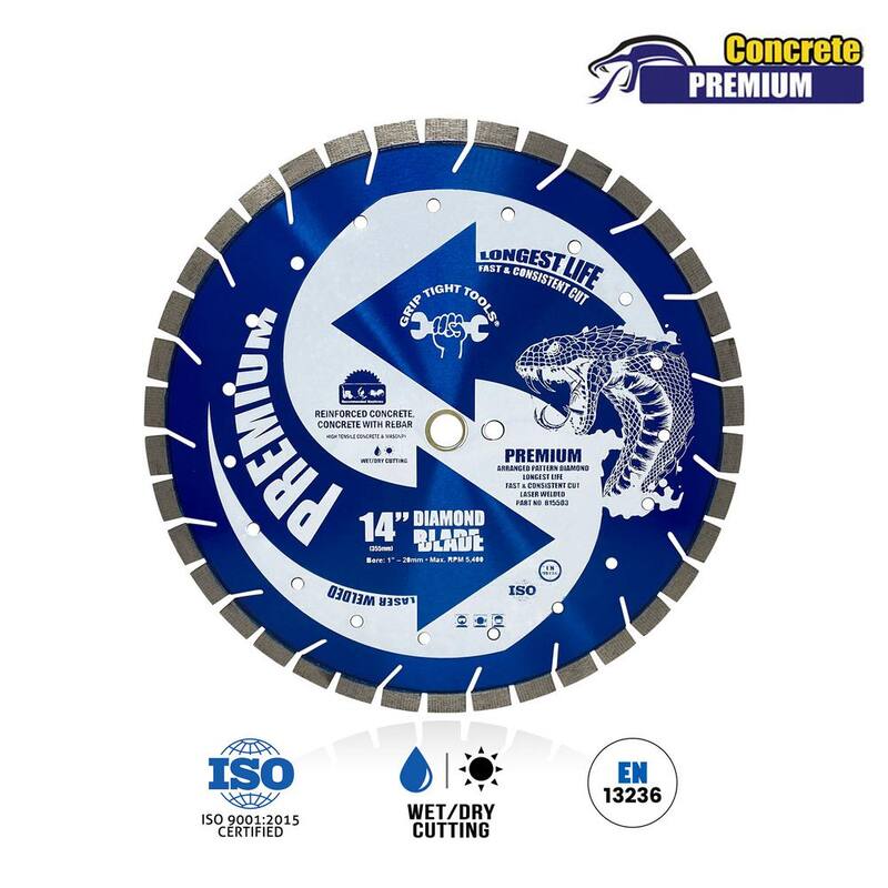 Herramienta de ajuste firme 14 pulgadas con Acabado Premium Soldado con láser y Segmentos Diamantados para Concreto Reforzado y Proyectos de Concreto Duro - B15503