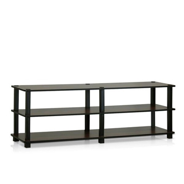 Highkey Turn-S-Tube No Tools 3-Tier Entertainment TV StandsDark Brown & Black 15.4 x 47.2 x 11.6 in. - LR370924