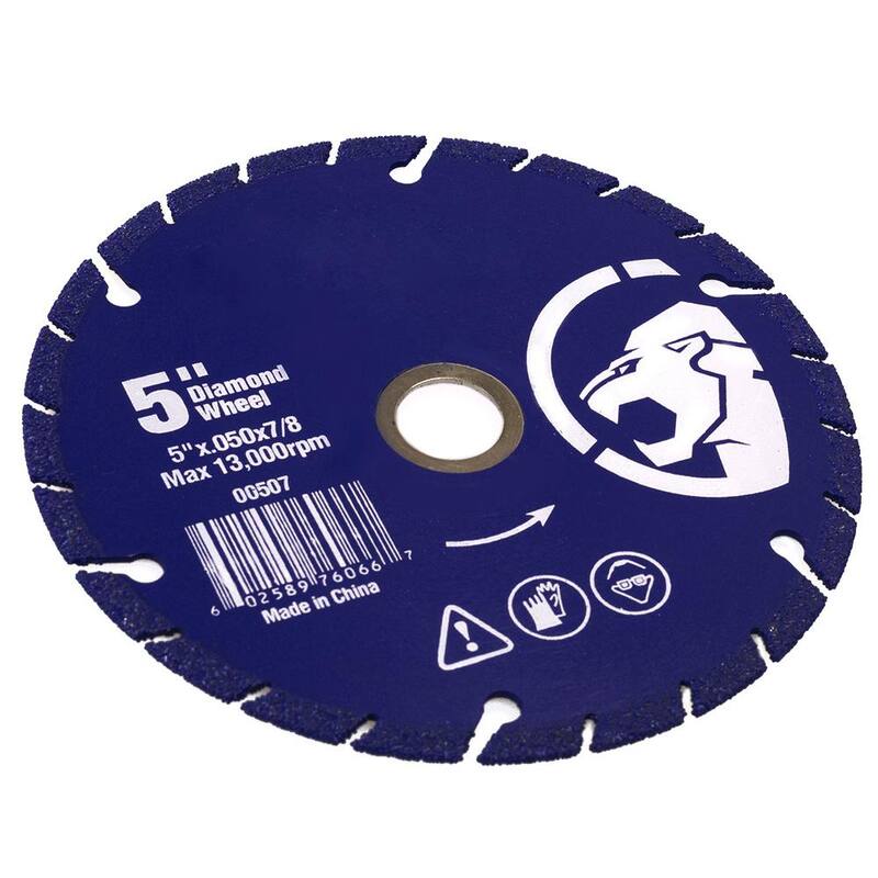 Rueda de corte de metal de 5 pulgadas para sierra Stark con segmentos de diamante en el borde de corte (paquete de 1) - 00507-H