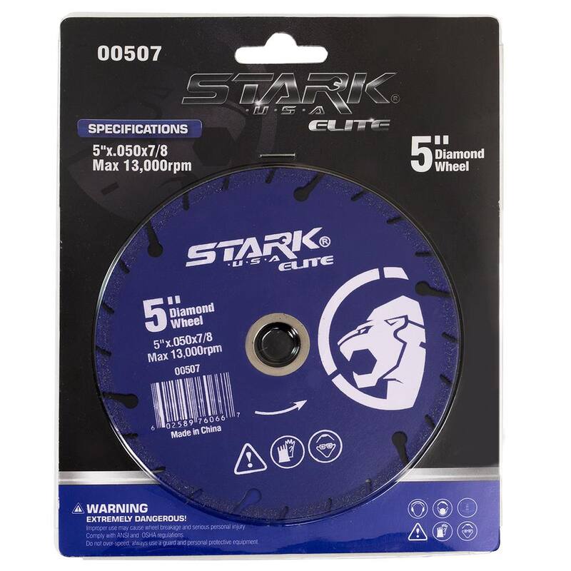 Rueda de corte de metal de 5 pulgadas para sierra Stark con segmentos de diamante en el borde de corte (paquete de 1) - 00507-H
