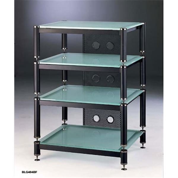 Vti Mfg 4 Black Capspike Black Poles 4 Frosted Glass Shelves Av Stand - BLG404BF