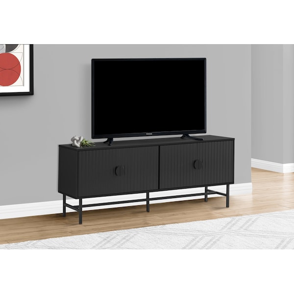 Monarch Specialties Tv Stand, 60 Inch, Console, Storage Cabinet, Living Room, Bedroom, Black Laminate - I 2733