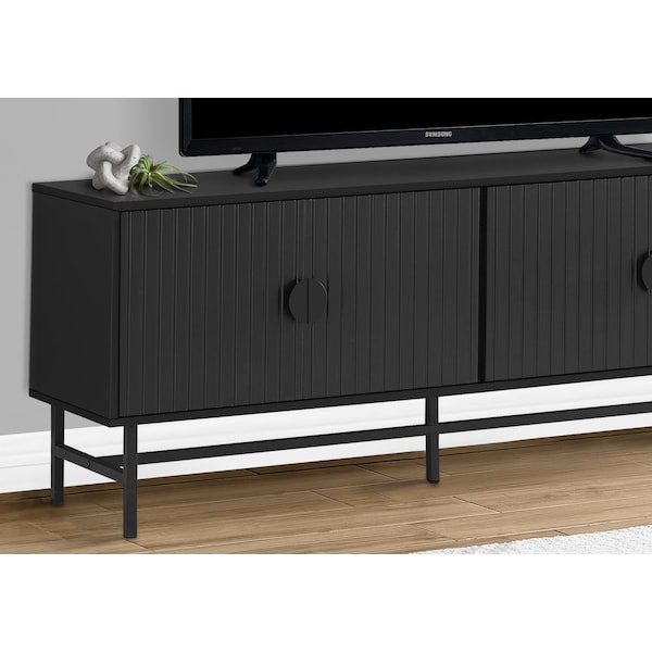 Monarch Specialties Tv Stand, 60 Inch, Console, Storage Cabinet, Living Room, Bedroom, Black Laminate - I 2733