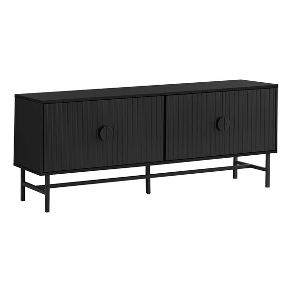 Monarch Specialties Tv Stand, 60 Inch, Console, Storage Cabinet, Living Room, Bedroom, Black Laminate - I 2733