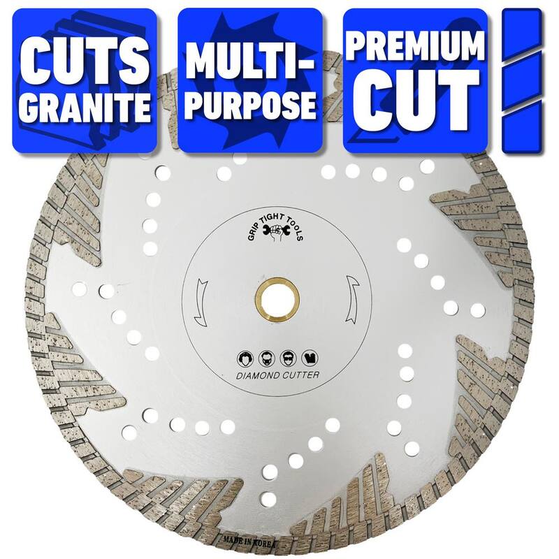 Herramientas Grip Tight de 10 pulgadas. Hoja de diamante de corte turbo profundo premium para cortar granito, mármol, concreto, piedra, ladrillo y albañilería (paquete de 3) - B1540D-3