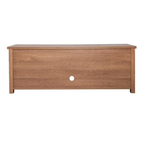 Flash Furniture Sheffield Classic TV Stand for up to 80in. TVs - Modern Walnut Finish w/Full Glss Doors - 3 Shelves - GC-MBLK65-WAL-GG