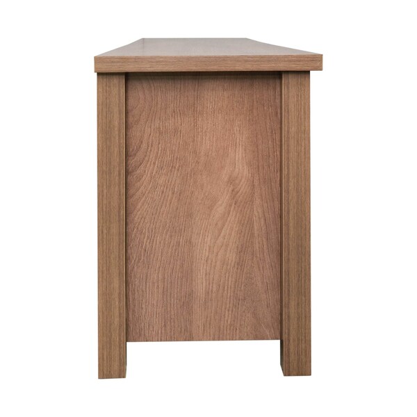Flash Furniture Sheffield Classic TV Stand for up to 80in. TVs - Modern Walnut Finish w/Full Glss Doors - 3 Shelves - GC-MBLK65-WAL-GG