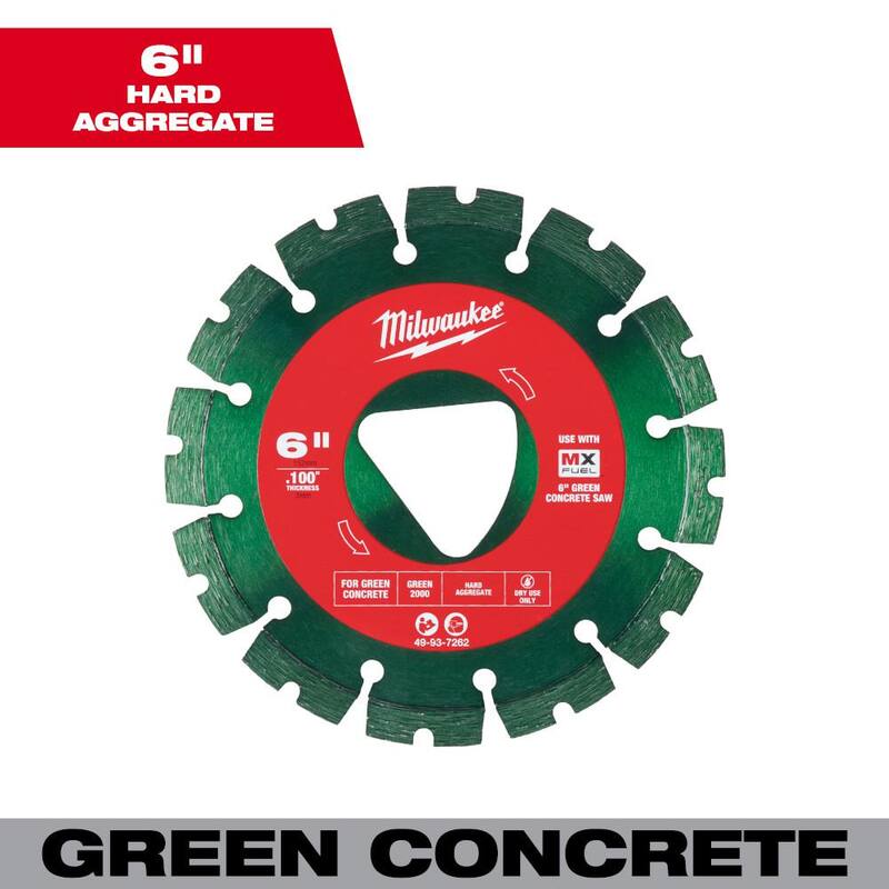 Milwaukee Verde 6 pulgadas x .100 pulgadas Cuchilla de Diamante con Borde Segmentado para Cortar Concreto (Paquete de 1) - 49-93-7262