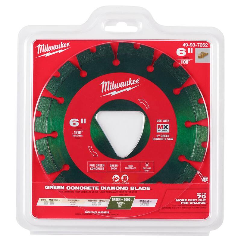 Milwaukee Verde 6 pulgadas x .100 pulgadas Cuchilla de Diamante con Borde Segmentado para Cortar Concreto (Paquete de 1) - 49-93-7262