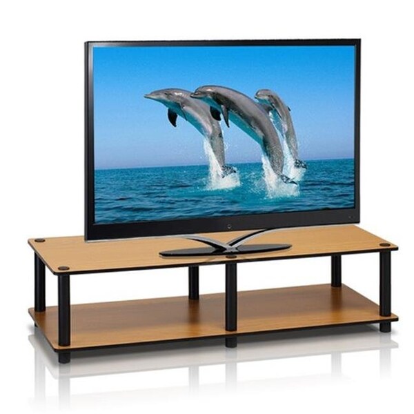 Furinno Furinno Just No Tools Wide TV Stand; Light Cherry with Black Tube - 10.9 x 41.3 x 15.6 in. - 11175LC(BK)/BK