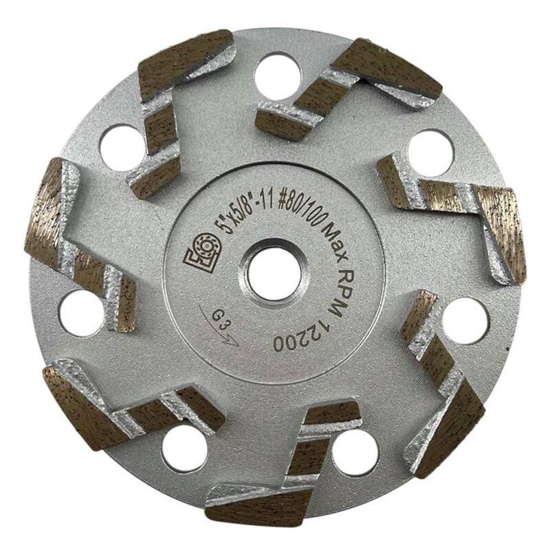 EDiamondTools 5 pulgadas Granito, segmentos de cuchilla de diamante de perfil bajo, 60/80 grano, ruedas de copa medianas/finas, 5/8 pulgadas Arbor - ZWL0500F5_THD