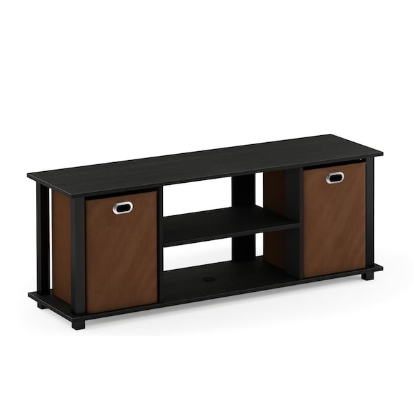 Furinno Furinno 13054AM-BK-MBR Econ Entertainment Center with & Storage Bins; Americano & Black & Medium Brown - 13054AM/BK/MBR