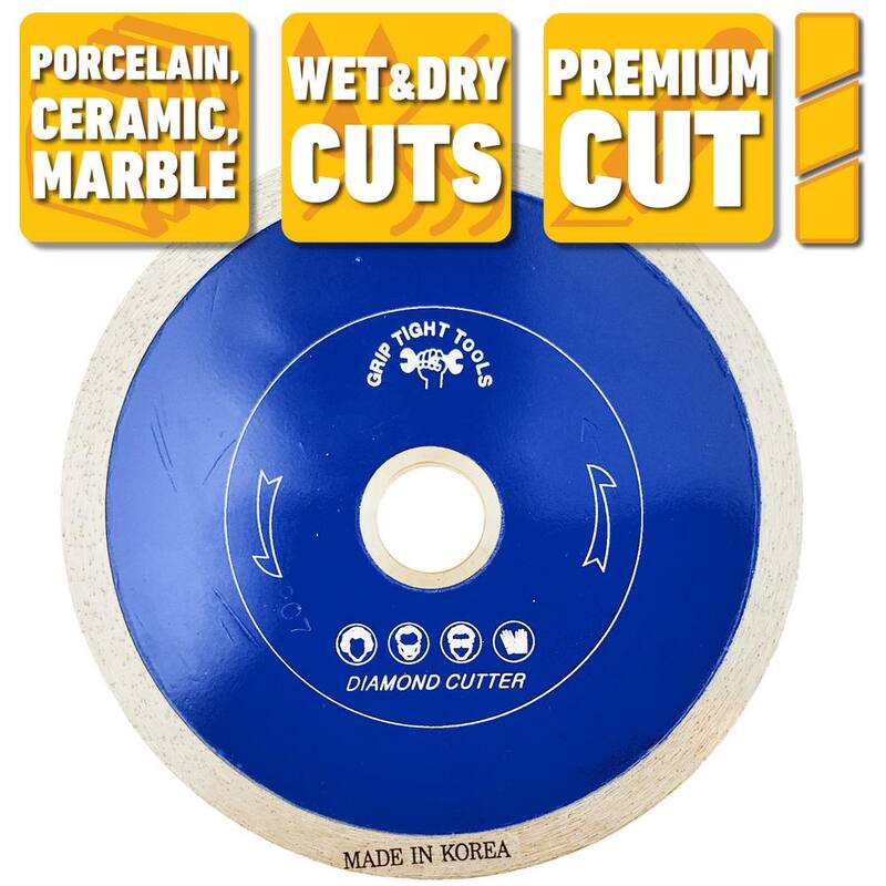 Herramientas de agarre fuerte de 4-1/2 pulgadas. Hoja de diamante continua premium para cortar azulejos de porcelana, cerámica y mármol (paquete de 3) - B1502-3